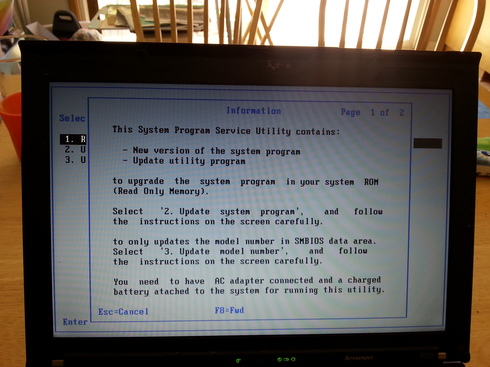 Thinkpad screen during BIOS upgrade
