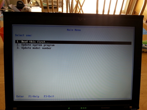 Thinkpad screen during BIOS upgrade