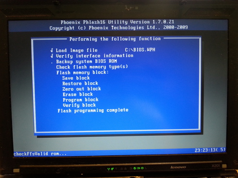 Thinkpad screen during BIOS upgrade
