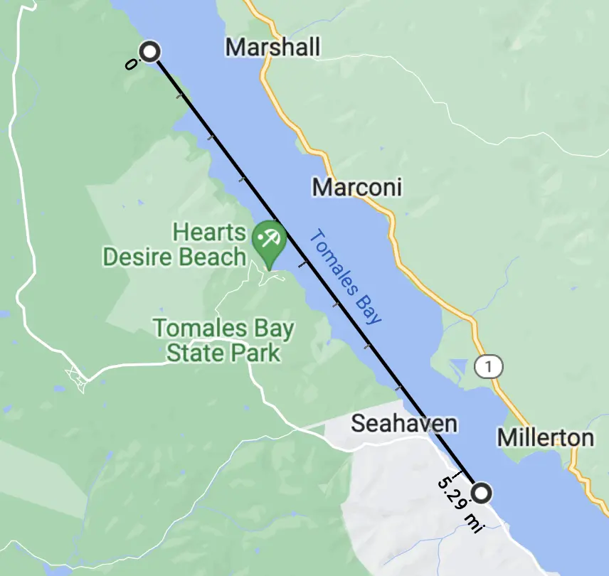 Route from Inverness launch to campsite: 5.29 miles