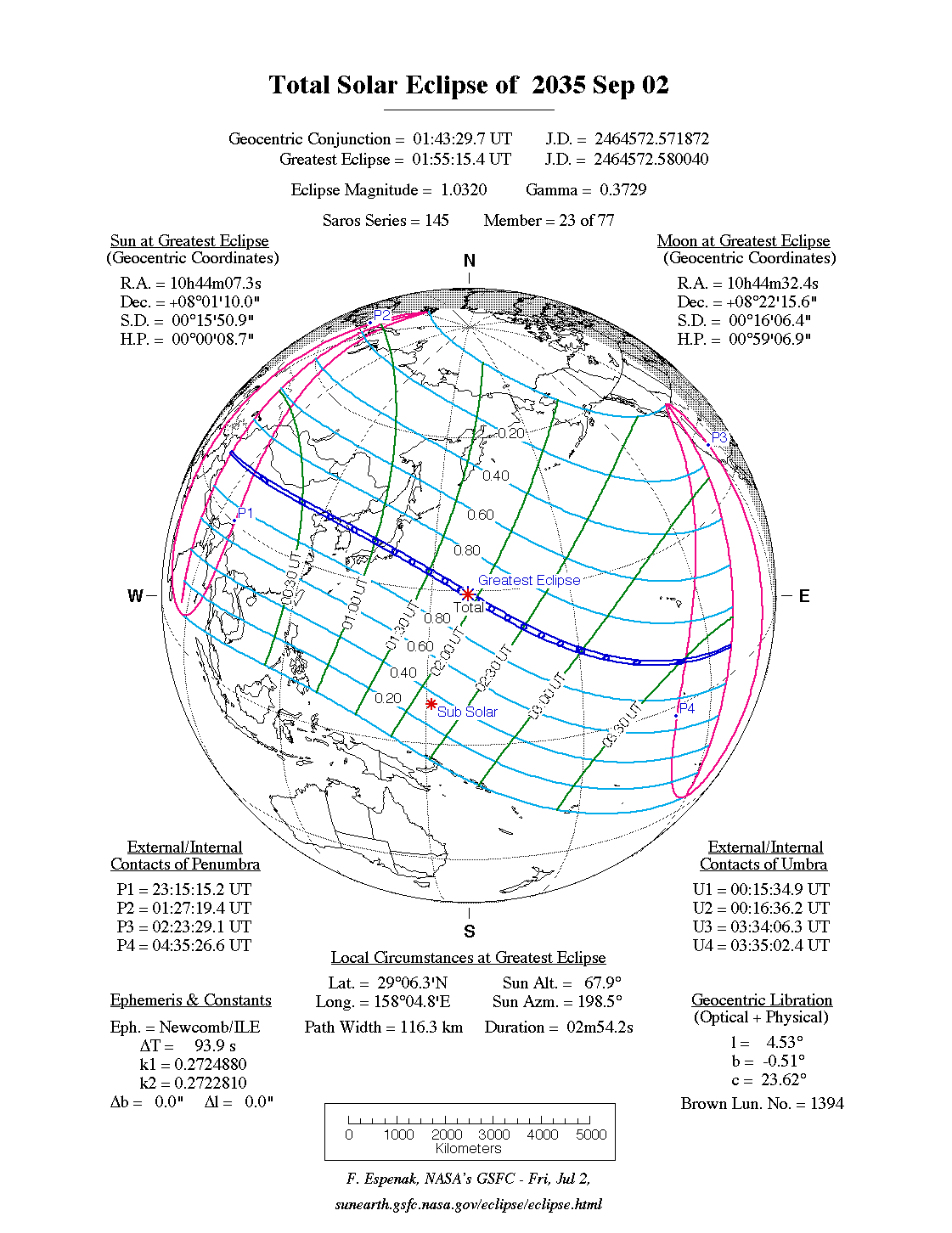 NASA map of the total solar eclipse of 2 September 2035