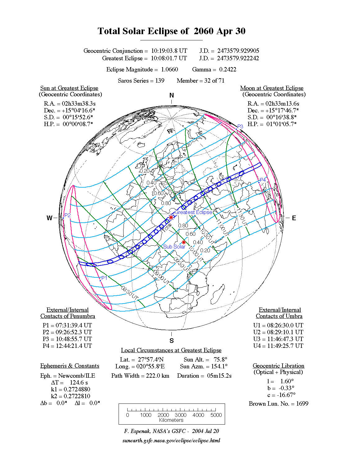 NASA map of the total solar eclipse of 30 April 2060