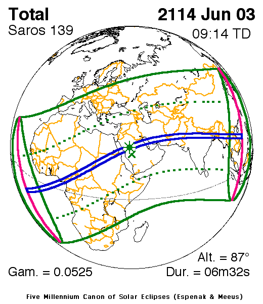 NASA map of the total solar eclipse of 3 June 2114