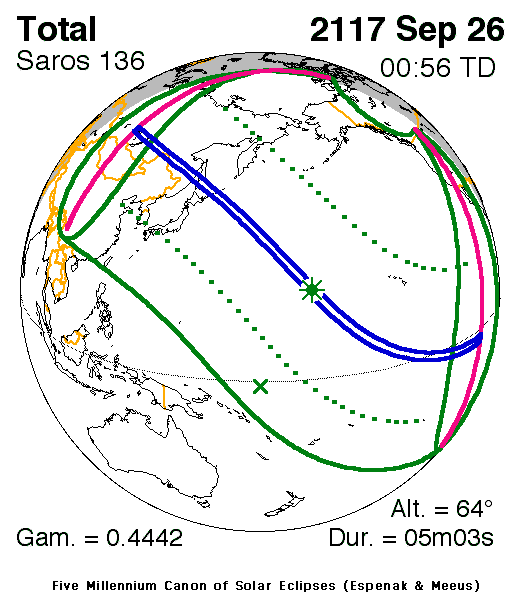 NASA map of the total solar eclipse of 26 September 2117