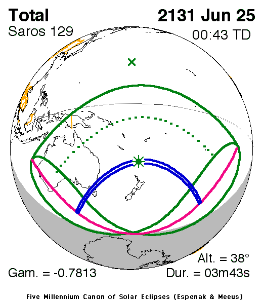 NASA map of the total solar eclipse of 25 June 2131