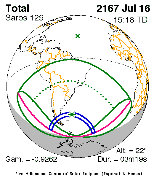 NASA map of the total solar eclipse of 16 July 2167