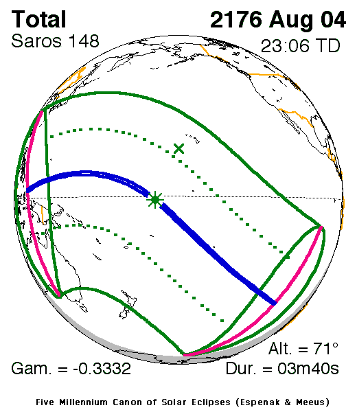 NASA map of the total solar eclipse of 4 August 2176