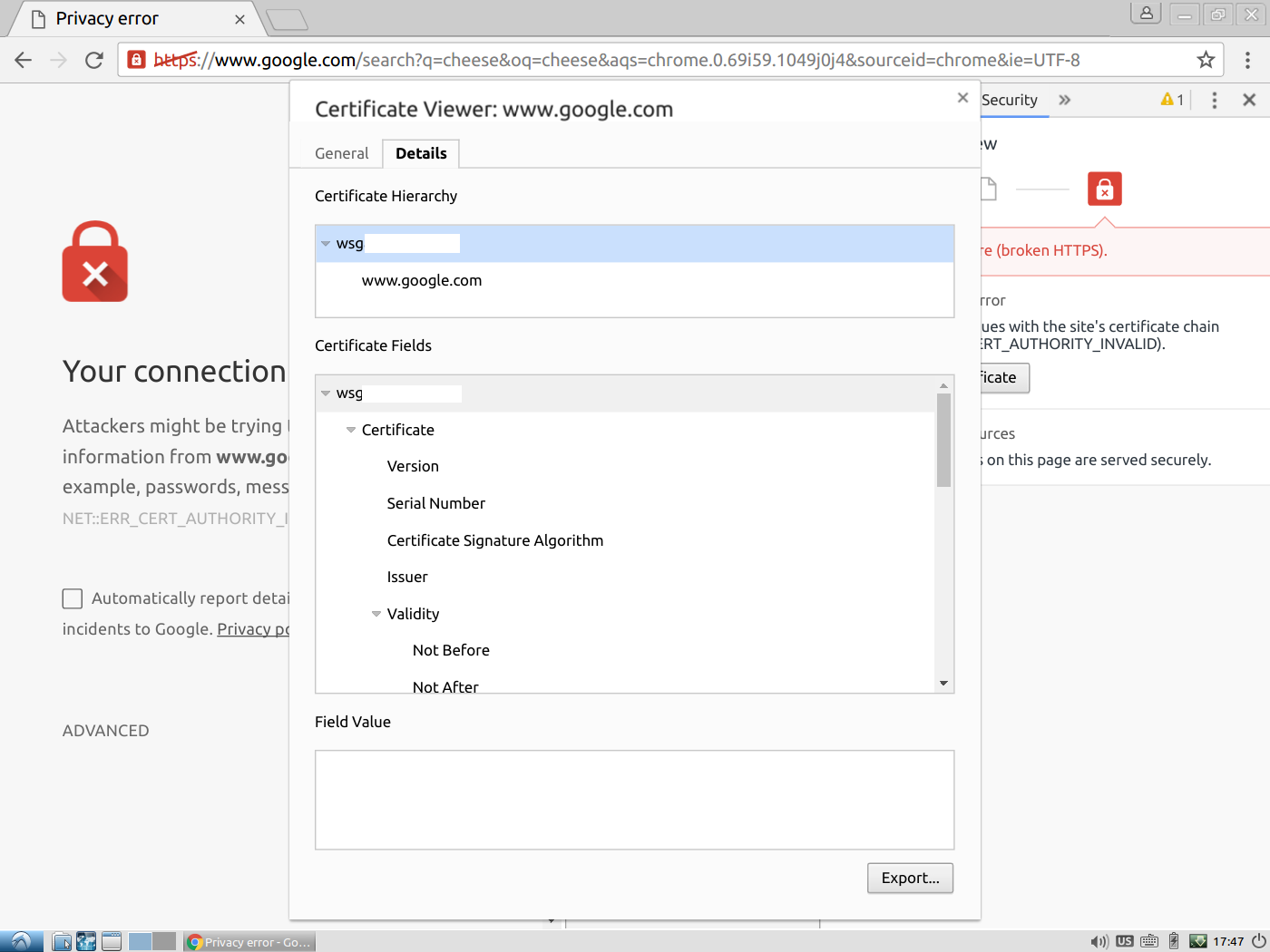 Certificate viewer