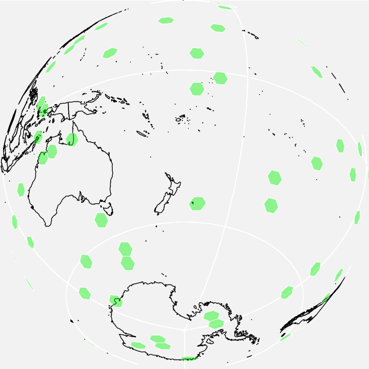 Randomly selected cells on a spherically-projected discrete global grid