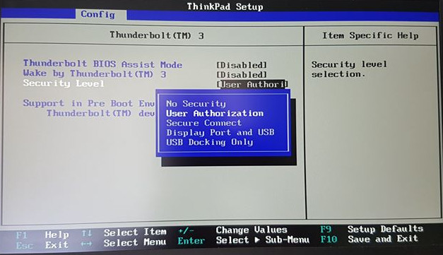 BIOS Thunderbolt Setup