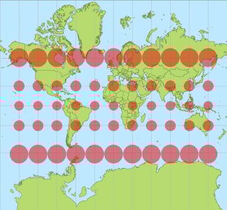 Tissot's indicatrix for mercator