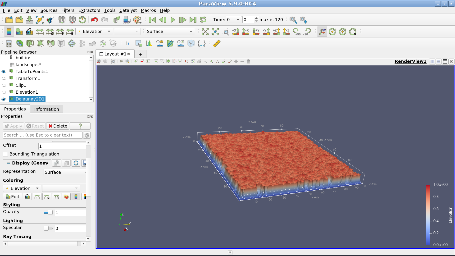 Applying the Delaunay2D filter