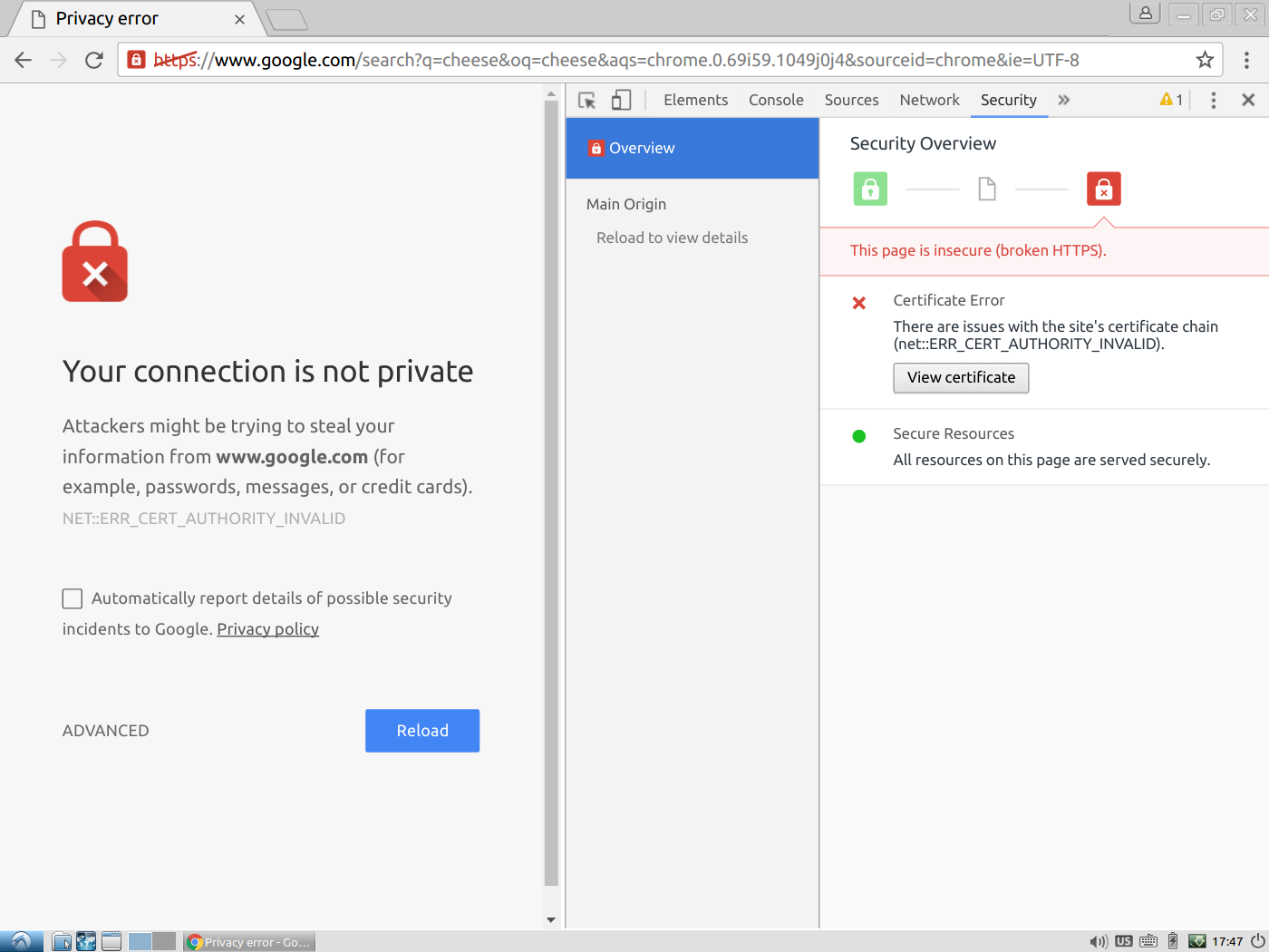 Certificate details pane